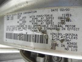 2000 TOYOTA 4RUNNER LIMITED SILVER 3.4 AT 2WD Z20087